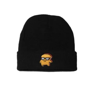 Front profile of our choast toque. In its black color variation. This toque is lightweight and breathable. Available for purchase on this page.