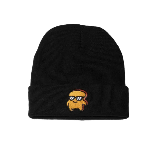 Front profile of our choast toque. In its black color variation. This toque is lightweight and breathable. Available for purchase on this page.