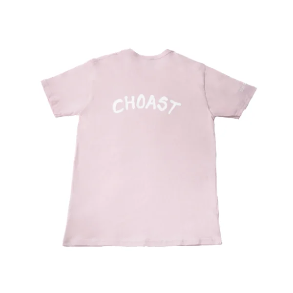 back of the tee showing the word "choast" written out