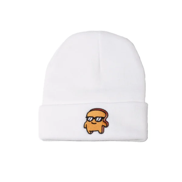 Front profile of our white choast toque. Made with 100% acrylic material, to ensure its lightweight, breathability and durability. Available to purchase on this page.