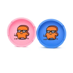 Both variants of our silicone ashtray in pink and blue. Dishwasher friendly and easy to clean