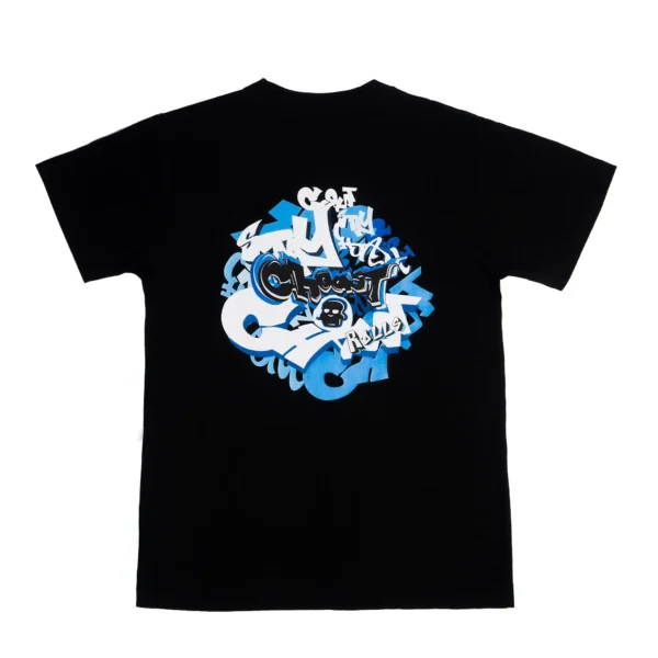 The back of our GraffTee. Showing our graffiti style design and print.