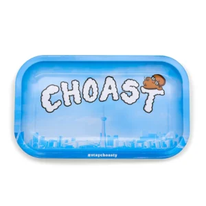 Representing our city with our Choast SkyHigh Toronto Rolling Tray. Background color is blue and shows toronto faded.