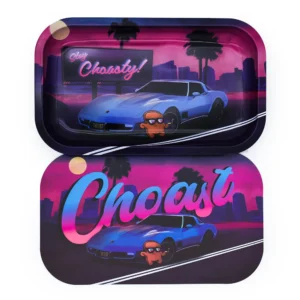 Cruise Rolling tray with magnetic lid. Showing both the inside of the tray and lid stacked.