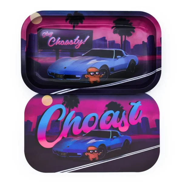Cruise Rolling tray with magnetic lid. Showing both the inside of the tray and lid stacked.