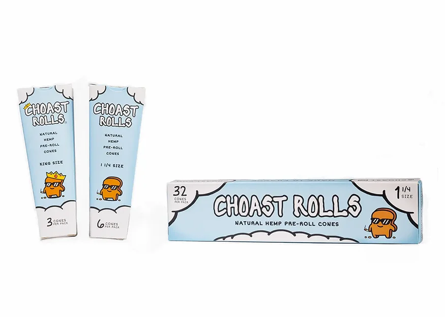 Choast rolling paper sizes and types. Our cones come in 1 1/4 size and king size slim.