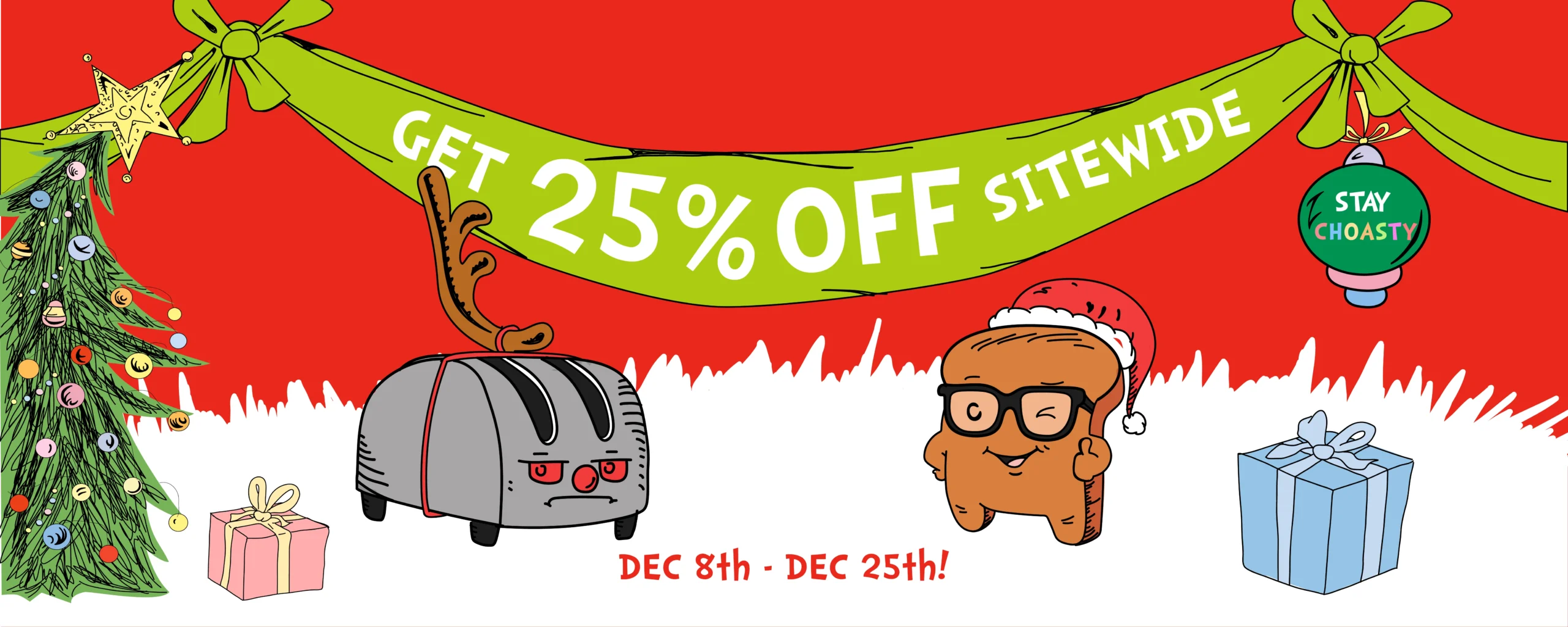 Bring in the Holidays with 25% off on all products such as our Choast pre roll cones, Rolling Tray with Magnetic Lid, Bubble Hoodie and many more.