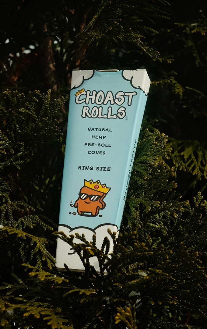 Our Choast 6 pack 1 1/4'' organic hemp pre roll cones on full display.