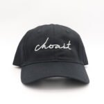 Our choast dadcap hat. 100% cotton with a cursive embroidery saying choast on the front